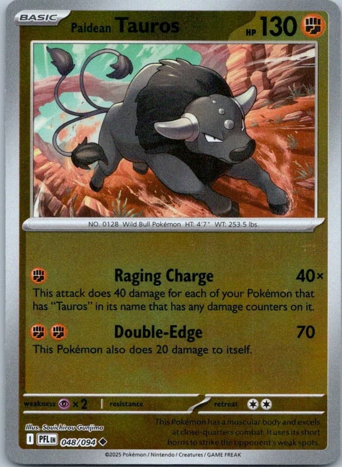 Paldean Tauros Uncommon ME02: Phantasmal Flames 048/094 NM