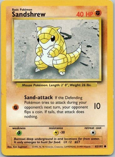 Sandshrew Common Base Set 2 091/130 NM