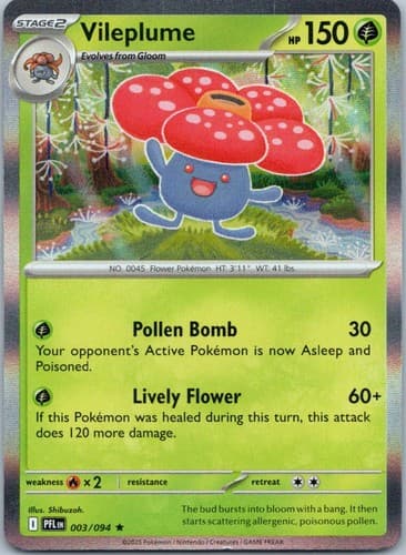 Vileplume Rare ME02: Phantasmal Flames 003/094 NM
