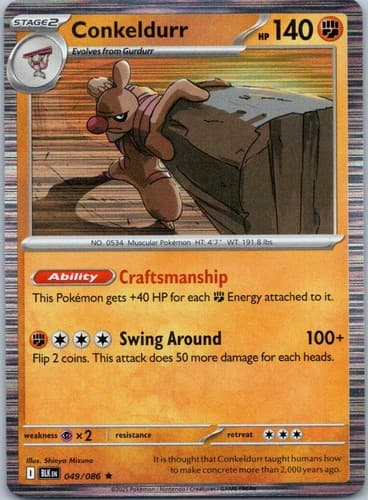 Conkeldurr Rare SV: Black Bolt 049/086 NM