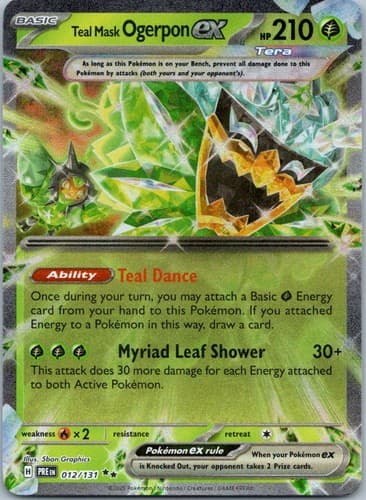 Teal Mask Ogerpon ex Double Rare SV: Prismatic Evolutions 012/131 NM
