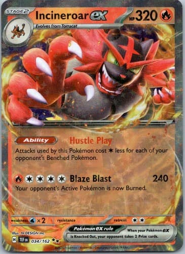Incineroar ex Double Rare Jumbo Cards 034/162 NM