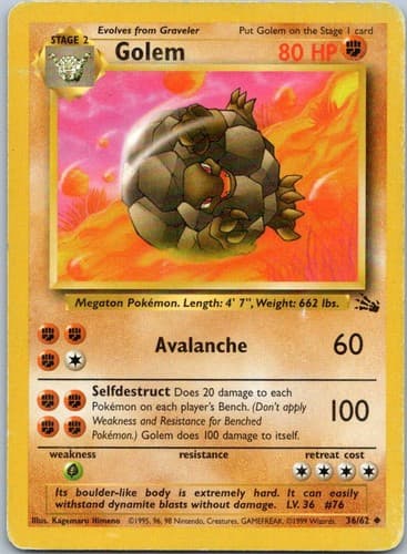 Golem Uncommon Fossil 36/62 NM