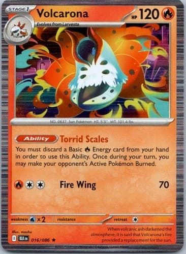 Volcarona Rare SV: Black Bolt 016/086 NM