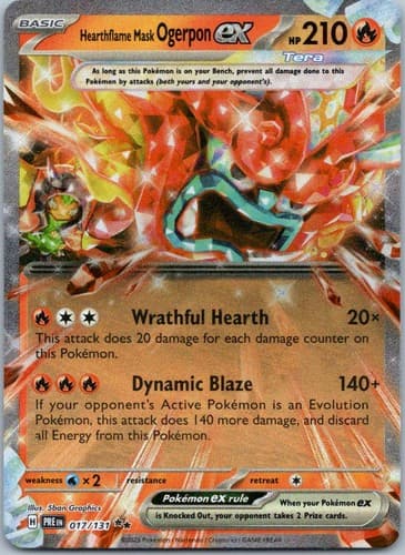 Hearthflame Mask Ogerpon ex Double Rare SV: Prismatic Evolutions 017/131 NM