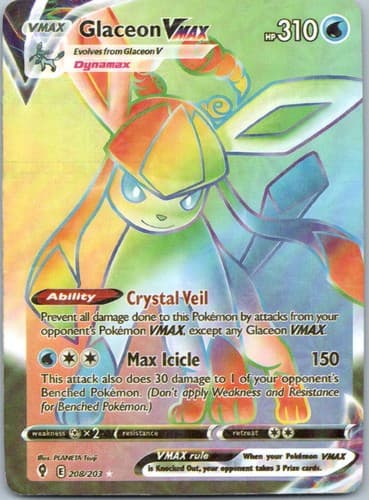 Glaceon VMAX (Secret) Secret Rare SWSH07: Evolving Skies 208/203 NM