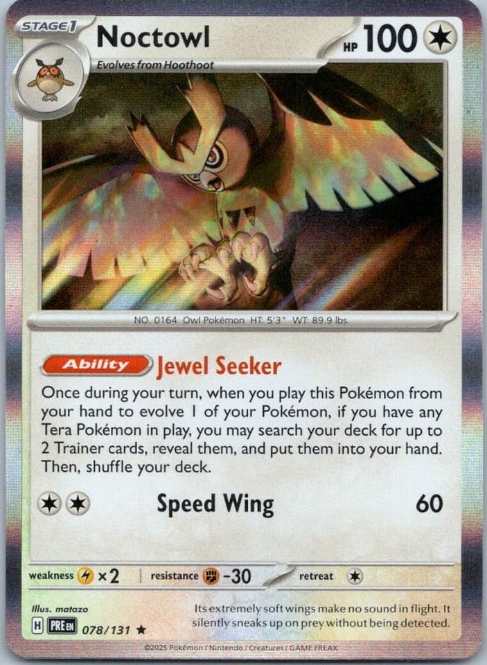 Noctowl Rare SV: Prismatic Evolutions 078/131 NM