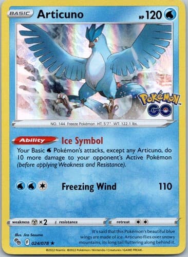 Articuno Holo Rare Pokemon GO 024/078 NM