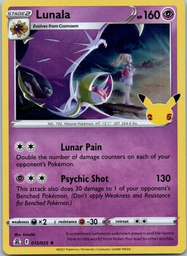 Lunala Holo Rare Celebrations 015/025 NM
