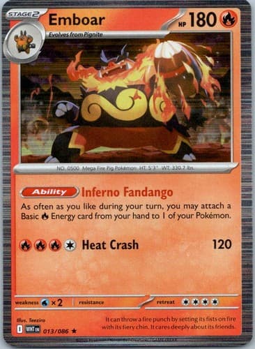 Emboar Rare Prize Pack Series Cards 013/086 NM