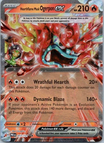 Hearthflame Mask Ogerpon ex Double Rare SV: Prismatic Evolutions 017/131 NM