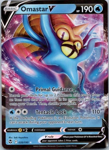 Omastar V Ultra Rare SWSH12: Silver Tempest 035/195 NM